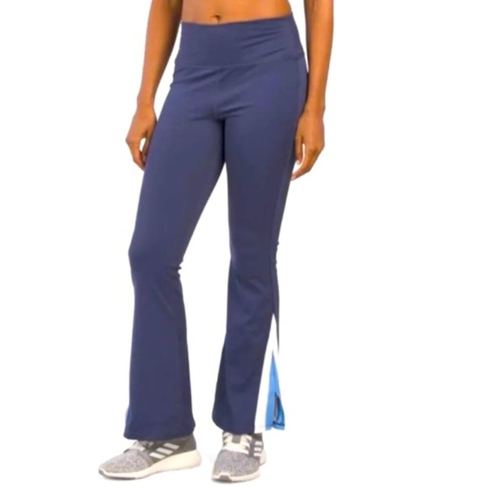 WILO The Label Navy Cobalt Blue Split Flare Leg Athletic Pants, Size S
